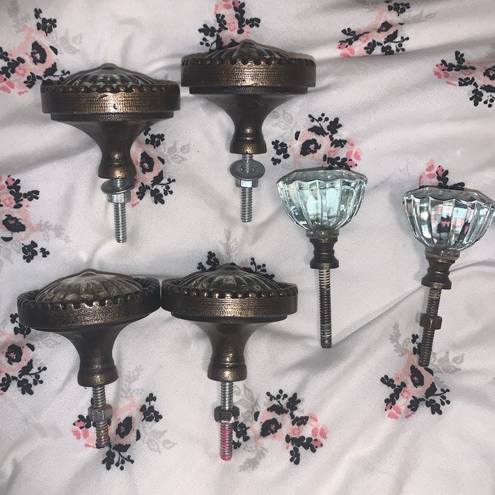 Antique Bronze & Glass Knob Set - Picture 2 of 13